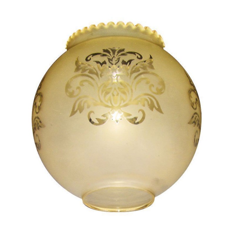 Abat-jour tulipe H120mm D120mm verre satiné ambre grave uv6