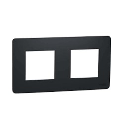 Plaque 2 postes Studio frame anthracite UNICA