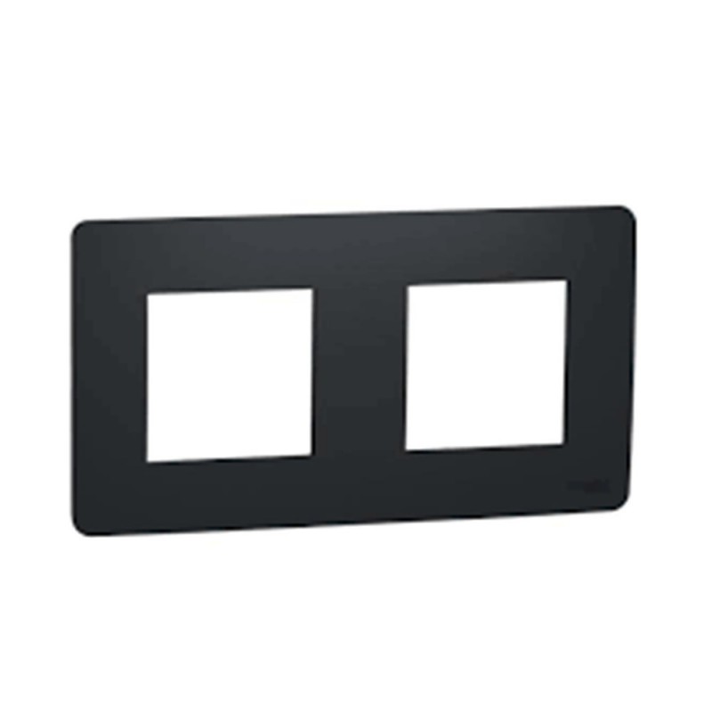 Plaque 2 postes Studio frame anthracite UNICA