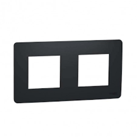 Plaque 2 postes Studio frame anthracite UNICA