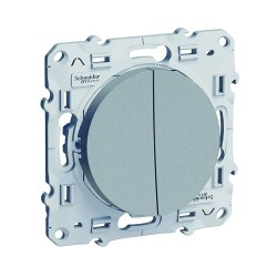 Interrupteur double va-et-vient 10A alu ODACE