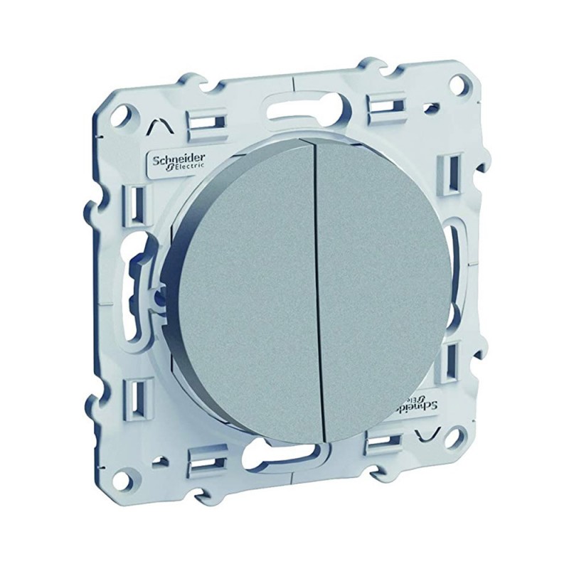 Interrupteur double va-et-vient 10A alu ODACE