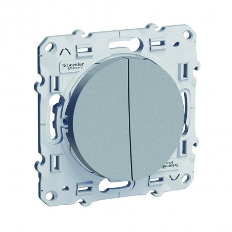 Interrupteur double va-et-vient 10A alu ODACE