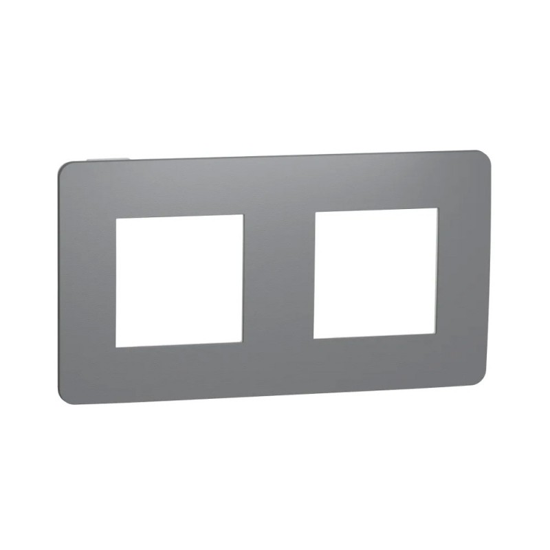 Plaque 2 postes Studio frame gris foncé et blanc UNICA