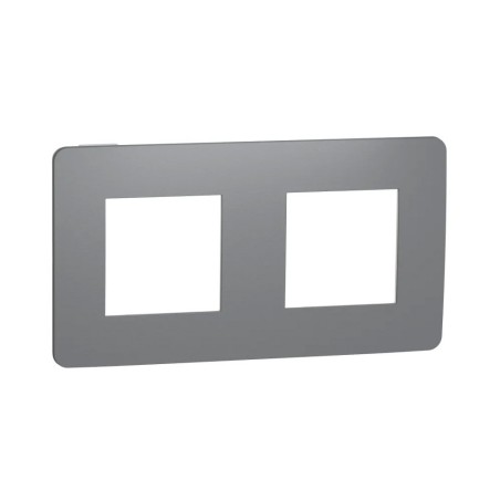 Plaque 2 postes Studio frame gris foncé et blanc UNICA