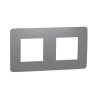 Plaque 2 postes Studio frame gris foncé et blanc UNICA