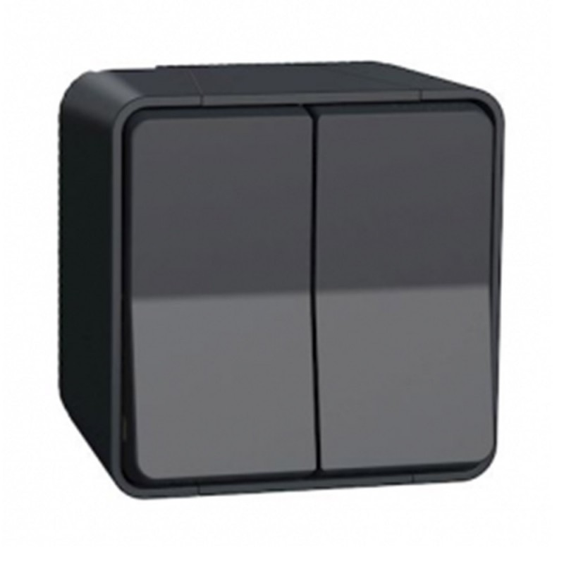 Interrupteur double va-et-vient saillie gris MUREVA