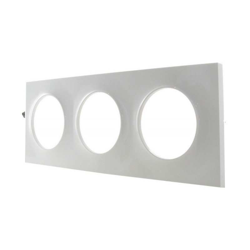 Plaque 3 postes Odace stlye blanc 71mm