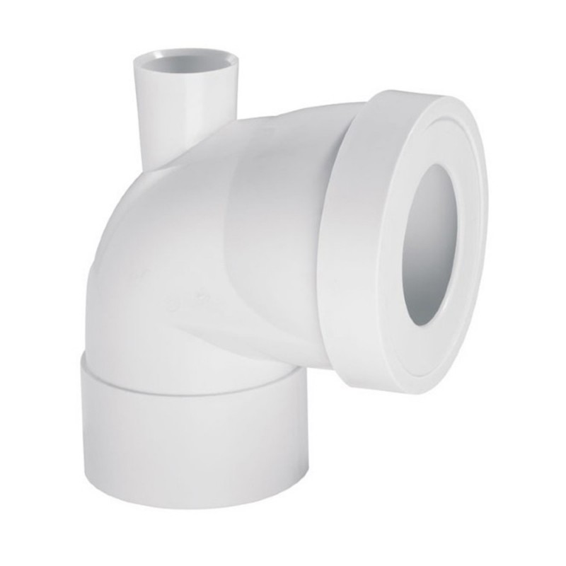 Pipe WC courte coudée femelle D100 avec piquage F D40