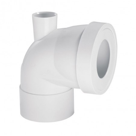 Pipe WC courte coudée femelle D100 avec piquage F D40
