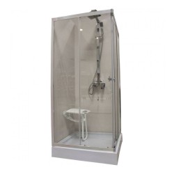 Cabine de douche carrée SLT-JF_90 en alu chrome blanche  90x90x195cm(2 elts -  - meilleure qualité