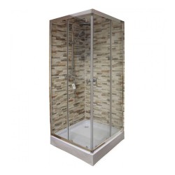Cabine de douche carrée SLT-JF_80 en alu chrome blanche 80x80x195cm