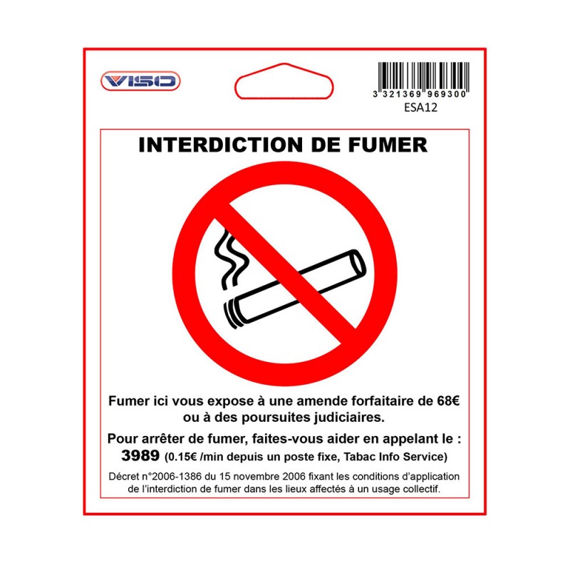 Panneau adhésif interdit de fumer 115x115 box10