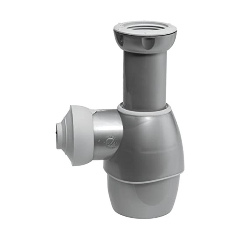 Siphon lavabo évier tout en un gris métal sac