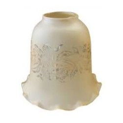 Abat-jour Tulipe verre ambre gravé h113mm d128 mm