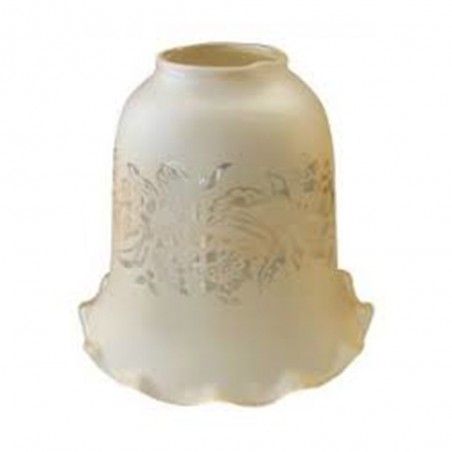 Abat-jour Tulipe verre ambre gravé h113mm d128 mm