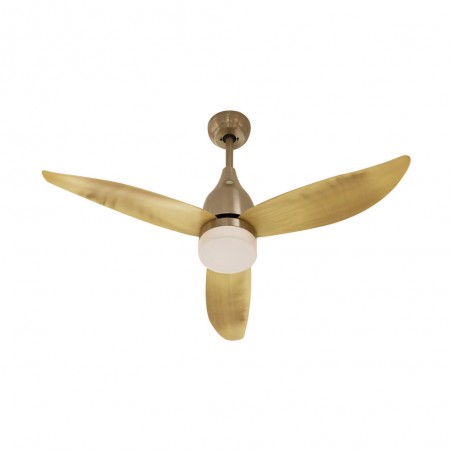 Ventilateur nickel bois CLAIR 3 pales led 12w avec télécommande 440mm