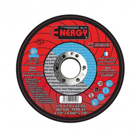 Disque àtronçonner Energy 115x1.0x22 Ac Inox