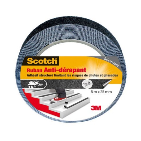 Ruban adhésif anti-dérapant noir 5Mx25mm -  - meilleure qualité