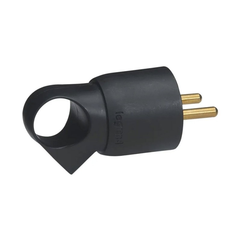 Fiche mâle 2p+t fr anneau noir *