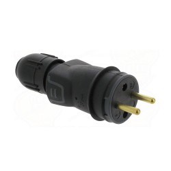 Fiche 2p+t fr caoutchouc noir - connexion automatique