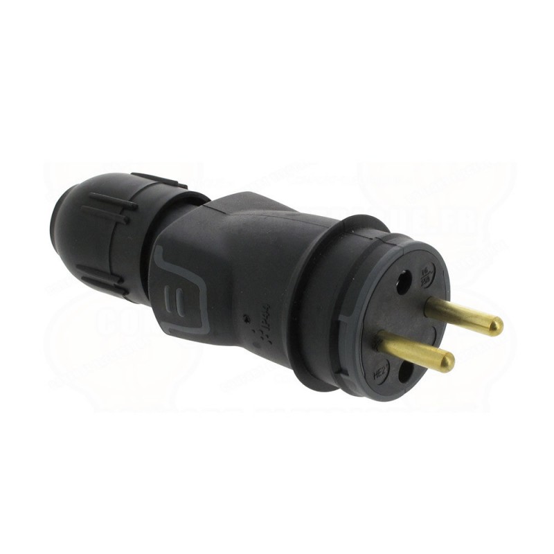 Fiche 2p+t fr caoutchouc noir - connexion automatique