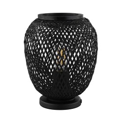 Lampe de table acier bois noir DEMBLEBYE27 40W max H250 D115