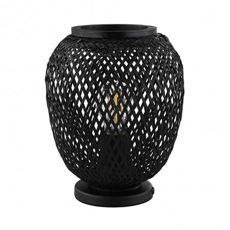 Lampe de table acier bois noir DEMBLEBYE27 40W max H250 D115