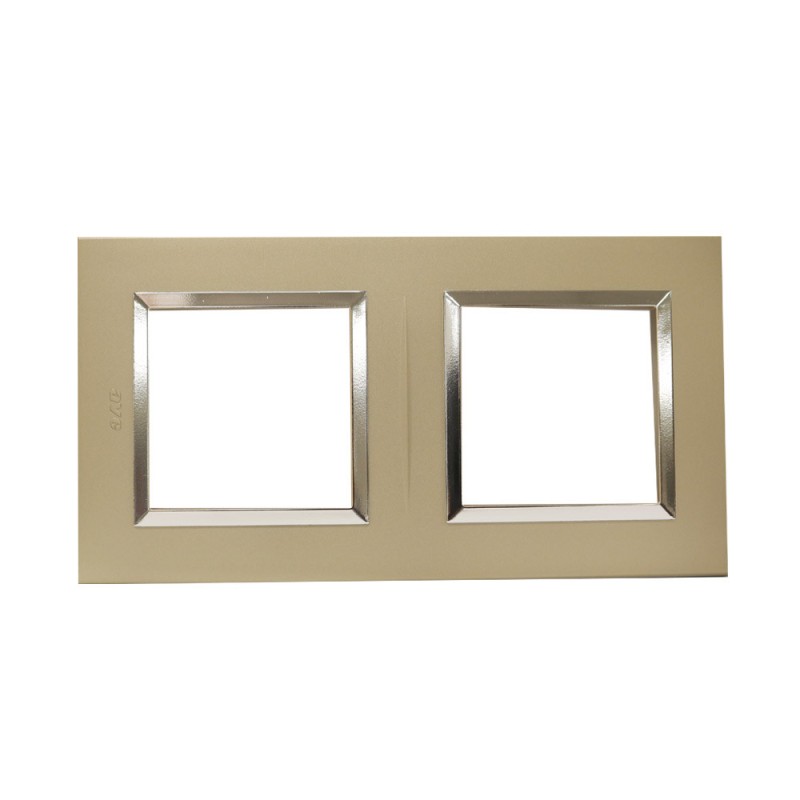 Plaque Bella 43 carré champagne +cadre chrome 2+ 2 MOD