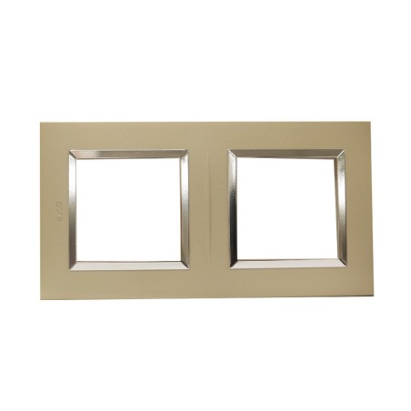 Plaque Bella 43 carré champagne +cadre chrome 2+ 2 MOD