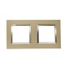 Plaque Bella 43 carré champagne +cadre chrome 2+ 2 MOD