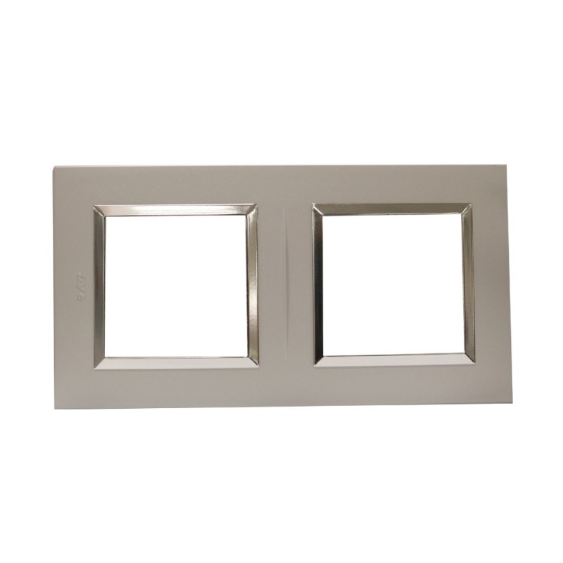 Plaque Bella 43 carré argent opaque +cadre chrome 2+2 MOD