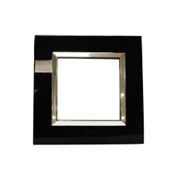 Plaque Bella 43 carré noire +cadre chrome 2 MOD