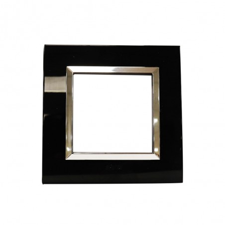 Plaque Bella 43 carré noire +cadre chrome 2 MOD