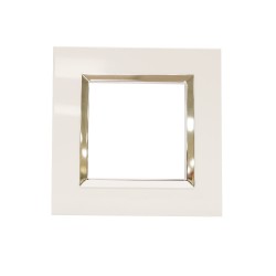 Plaque Bella 43 carré Blanc+cadre chrome 2 MOD
