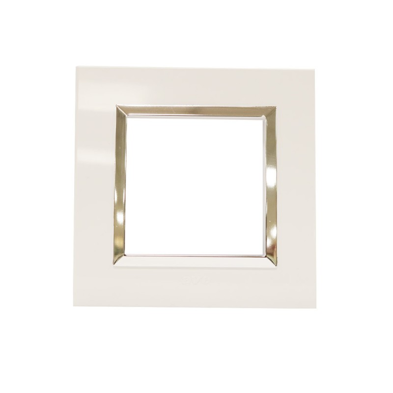 Plaque Bella 43 carré Blanc+cadre chrome 2 MOD