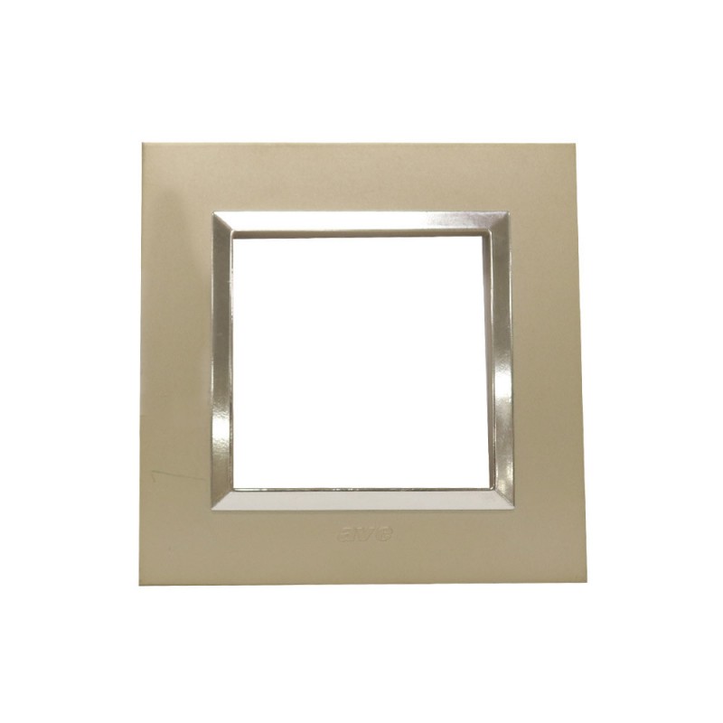 Plaque Bella 43 carré champagne +cadre chrome 2 MOD