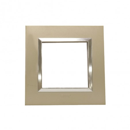 Plaque Bella 43 carré champagne +cadre chrome 2 MOD