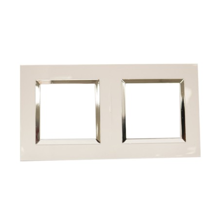 Plaque Bella 43 carré blanc +cadre chrome2+ 2 MOD