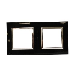 Plaque Bella 43 carré noire +cadre chrome 2+2 MOD
