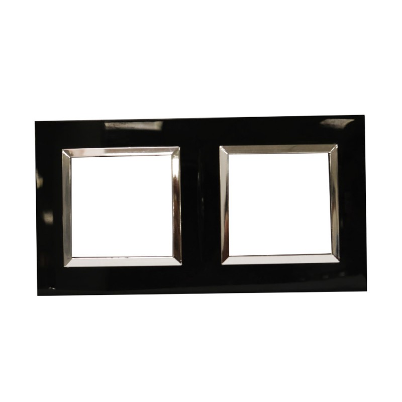 Plaque Bella 43 carré noire +cadre chrome 2+2 MOD
