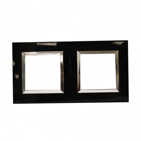 Plaque Bella 43 carré noire +cadre chrome 2+2 MOD