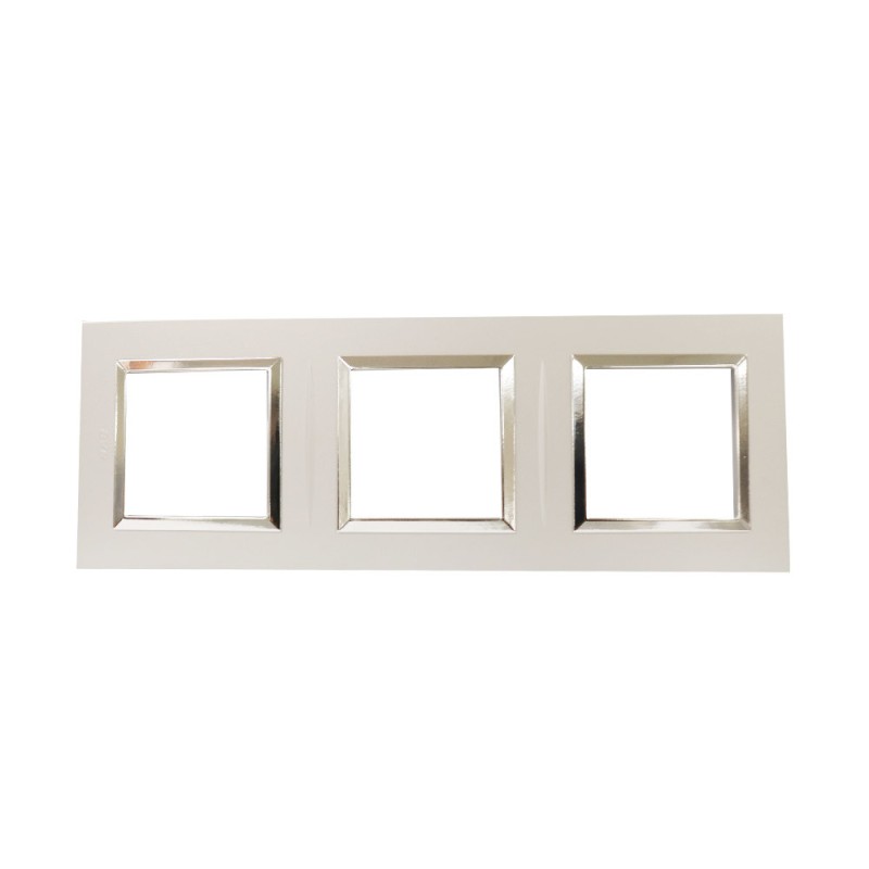 Plaque Bella 43 carré blanc +cadre chrome 2+2+2 MOD