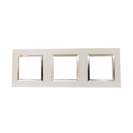 Plaque Bella 43 carré blanc +cadre chrome 2+2+2 MOD