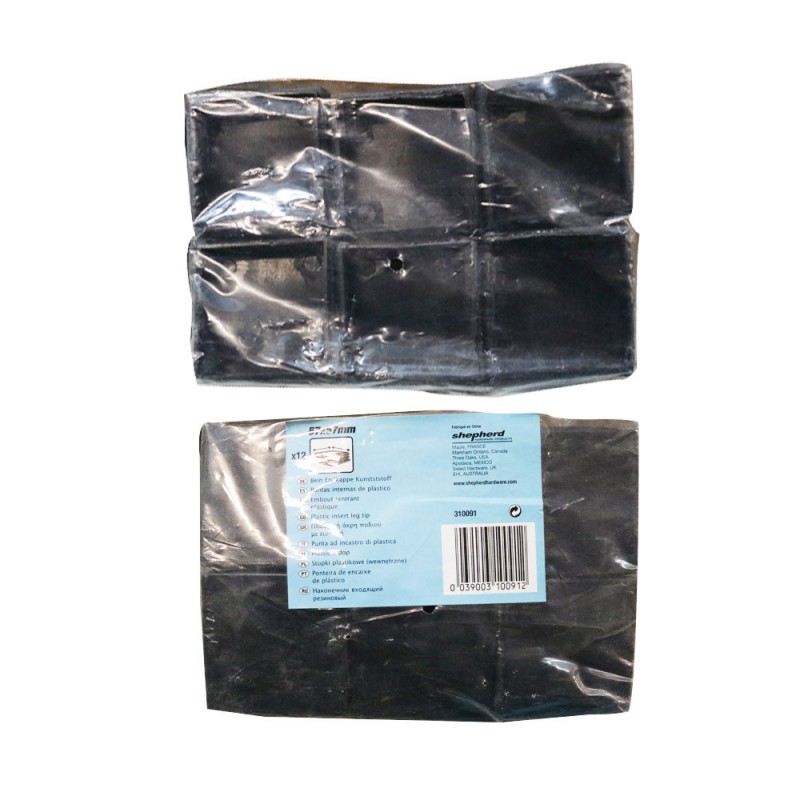 Embouts carré 60 entrant x12 noir plastique