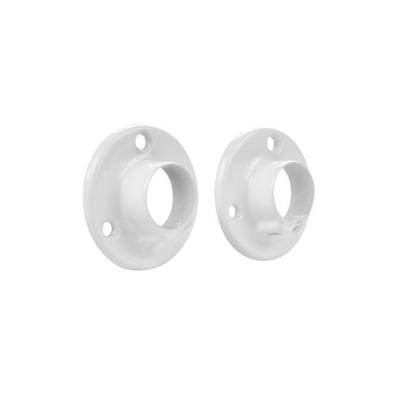 Lot de 2 support de barre de penderie D18 mm rond blanc 45 m
