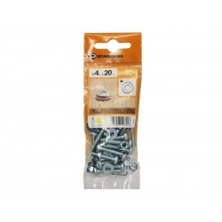 Lot de 20 Boulons tête cylindrique acier zingué L.20 X Diam.4 Mm