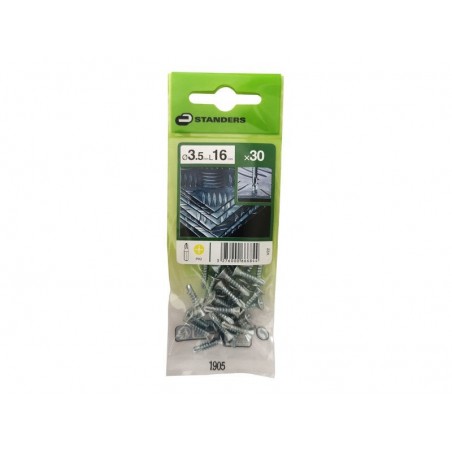 Lot de 30 Vis autoperceuse Acier Tête Fraisée Phillips Standers X L.16 Mm