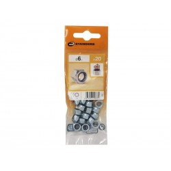 Lot de 20 écrous 6 Pans Acier Diam.6 Mm Standers