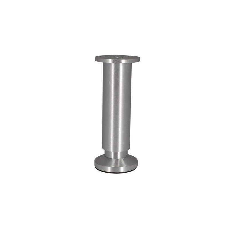 Pied de meuble cylindrique réglable en aluminium brossé gris